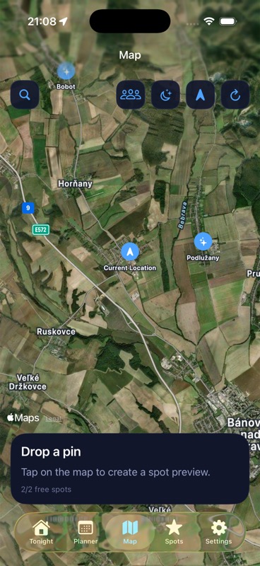 DarkScout map and spot scouting screen